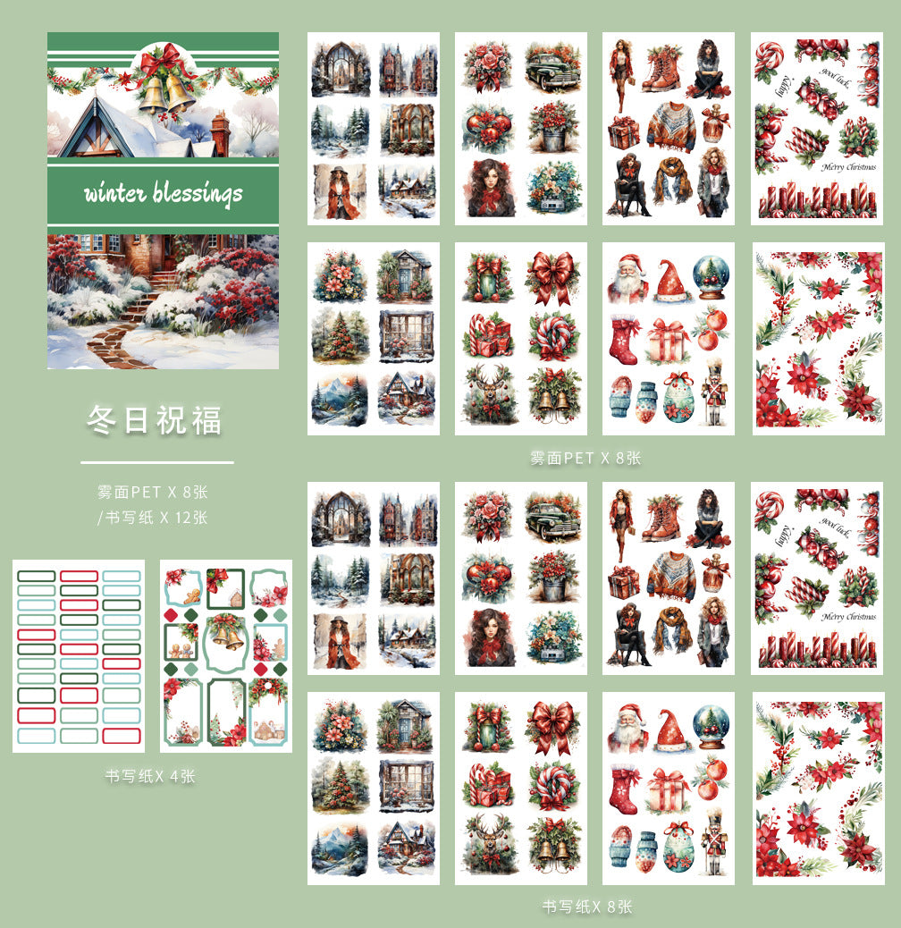 Christmas cross-border die-cutting  retro characters handbook  PET sticker book